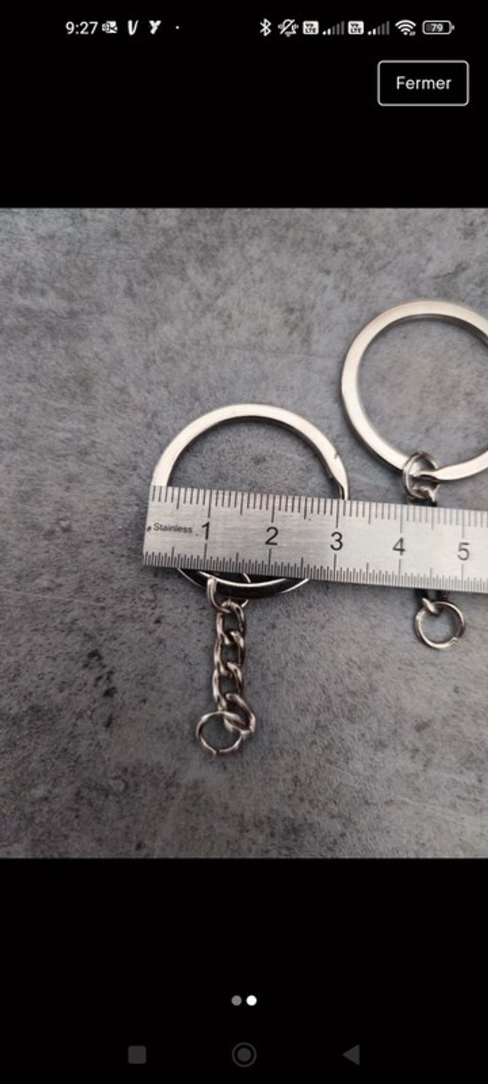 Lot de 25 anneaux porte clé avec chaînette en métal argente - photo numéro 2