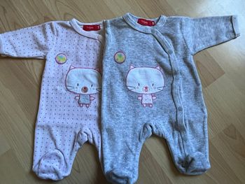 Lot de 2 pyjamas chats velours 0M