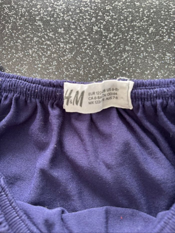 H&M - t-shirt à volant bleu fille 6-8ans - photo numéro 2