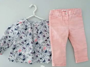 9 12 mois bébé fille blouse et pantalon