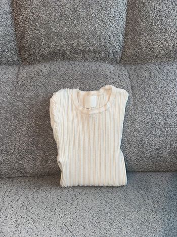 T-shirt manches longues/pull fin côtelé crème H&M