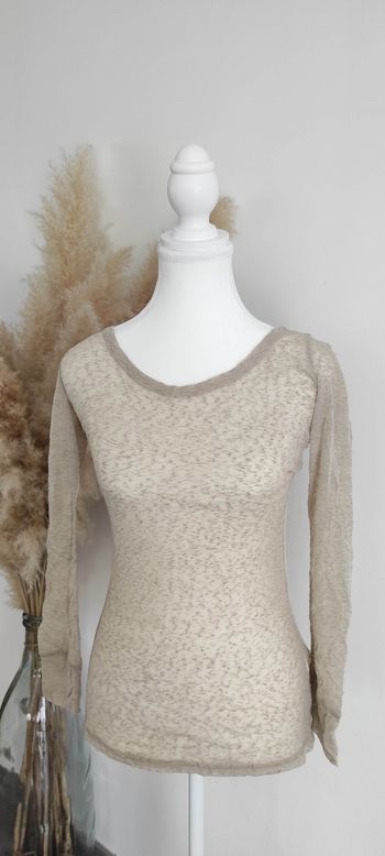3 suisse Petit haut beige transparent femme taille XS 34 très bon état 