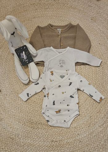 Lot 2 bodies  et un gilet 1mois