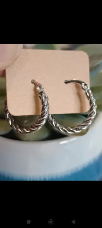 Boucles d'oreilles créoles torsadées acier inoxydable