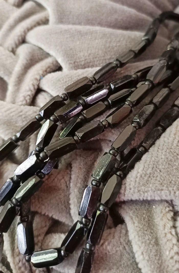 Collier sautoir ancien perles verre facettées - photo numéro 2