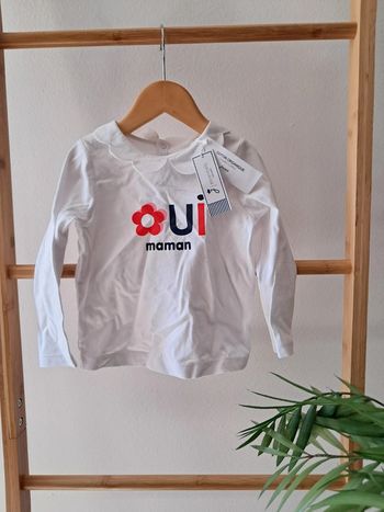 🏷 Tee shirt Jacadi manches longues blanc 24 mois neuf