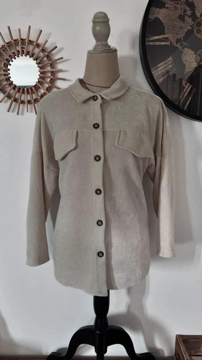 💕 veste chemise en tissus côtelé crème taille unique #madeinitaly - photo numéro 3