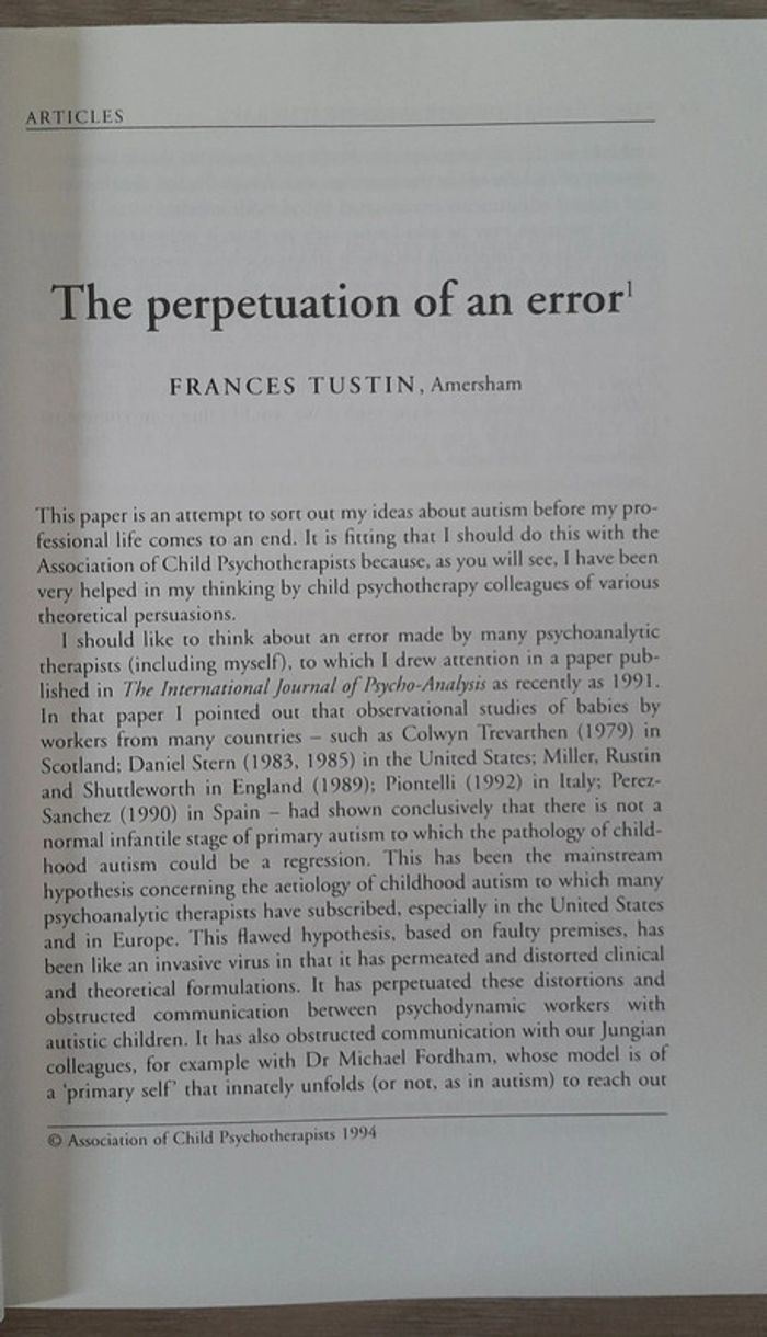 The journal of Child psychotherapy spécial issue autism - photo numéro 5