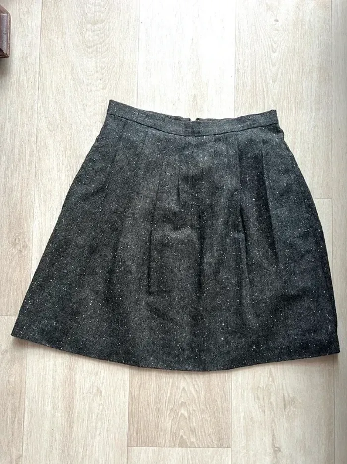 Jupe taille haute avec laine grise kaki doublée Monoprix - photo numéro 5