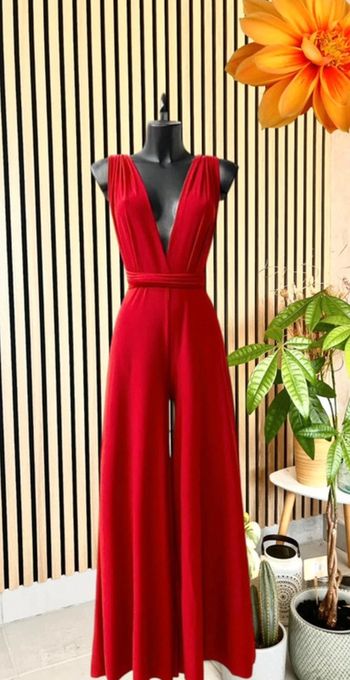 Combi glamour rouge dos nu positions multiples pour soirées