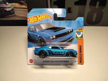 Voiture miniature ’18 Dodge Challenger SRT Demon Hot Wheels échelle 1/64 ; 3 inche neuve