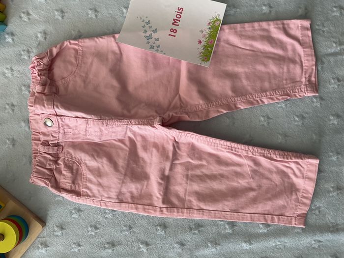 pantalon léger rose taille réglable 18 mois tissaia - photo numéro 3