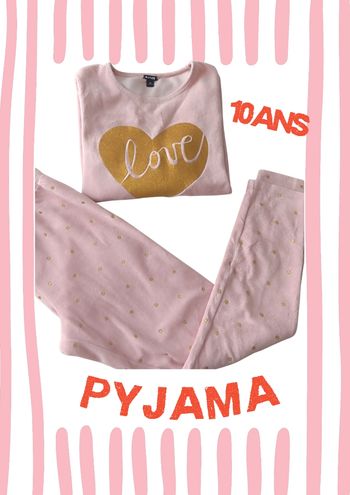 Pyjama velours Love 💞 10ans fille 
