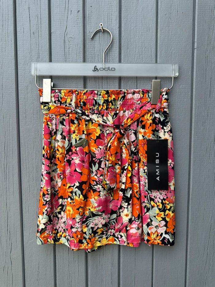 Short léger été taille haute coloré fleuri