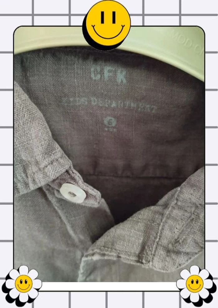 🟤 Chemise marron - 100 % lin - MC - 6 ans - CFK 🟤 - photo numéro 2