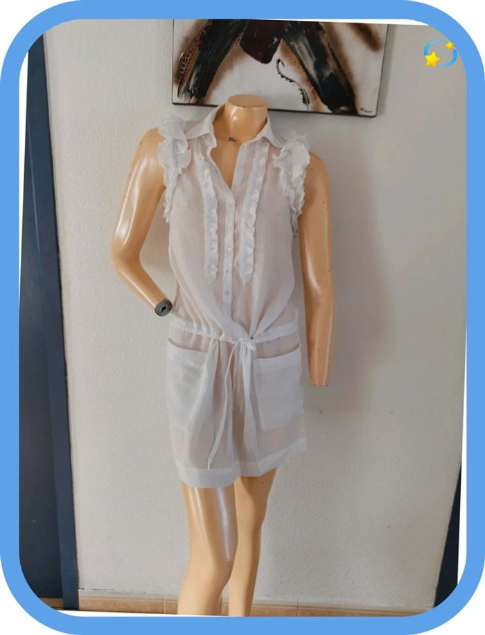 très belle robe blanche ou tunique taille 38 - photo numéro 6