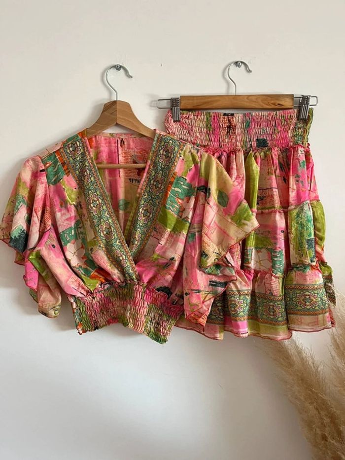 Ensemble d’été crop top + jupe rose - photo numéro 6