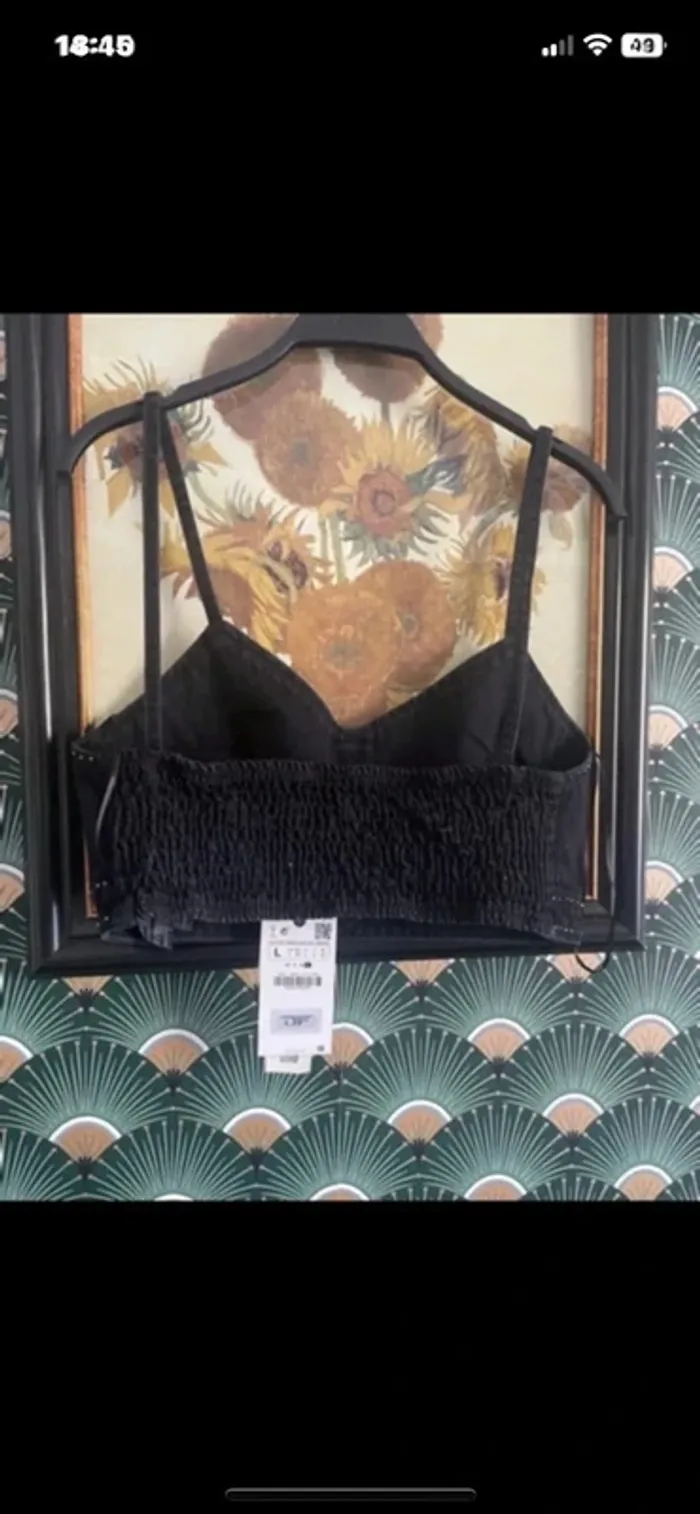 Bustier en jean clouté Zara taille L - photo numéro 3