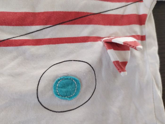 T-shirt été manche courte DPAM 12 mois pirate marinière rouge et blanc - photo numéro 5