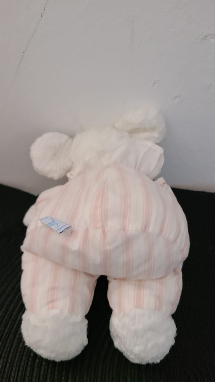 Doudou souris blanche rayé rose BEBE JACADI - photo numéro 2