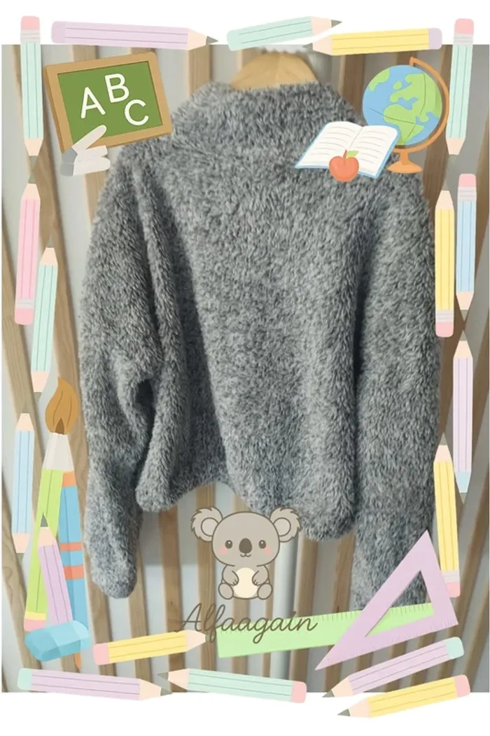 Pull pilou gris 8/10ans - photo numéro 4