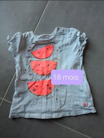 t-shirt manches courtes pastèques 18 mois