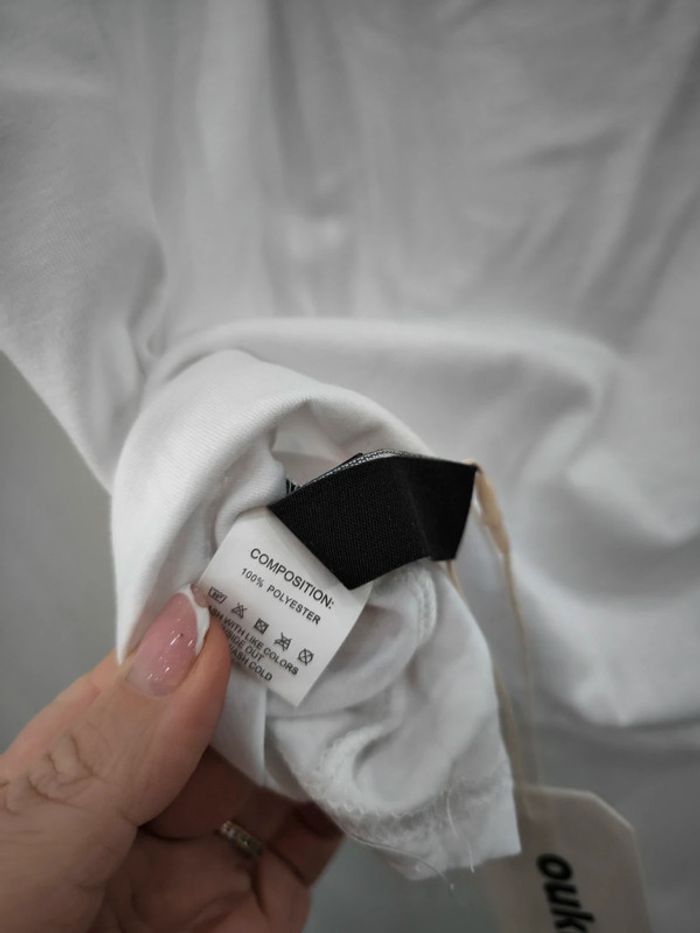 T shirt unis blanc ouku taille L neuf - photo numéro 4