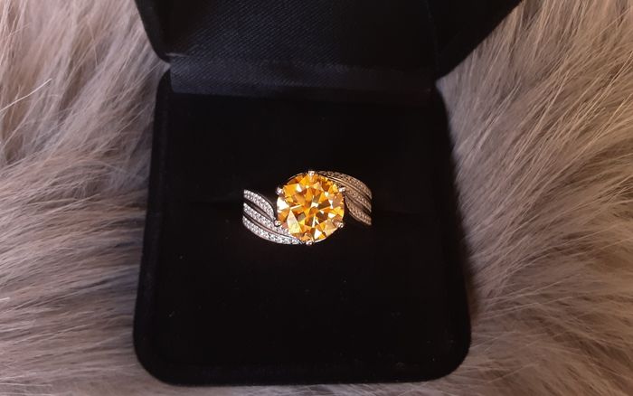 Bague mariage fiançailles anniversaire gravée Au750 Moissanite 9mm 3carats cadeau pour elle - photo numéro 8
