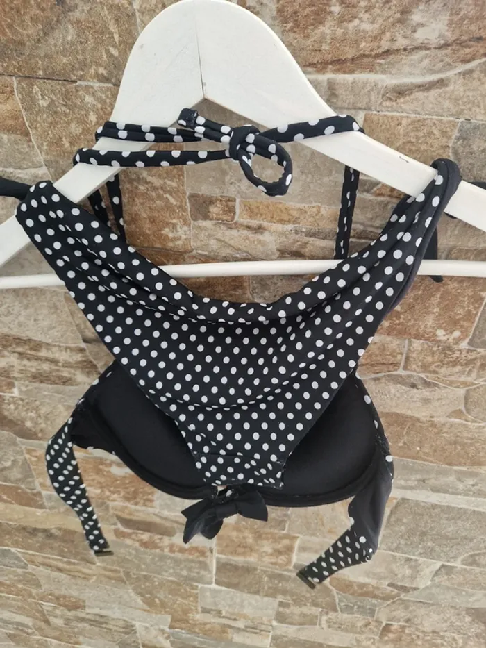 1 ensemble maillot de bain bleu marine avec points blanc taille 38 - photo numéro 10