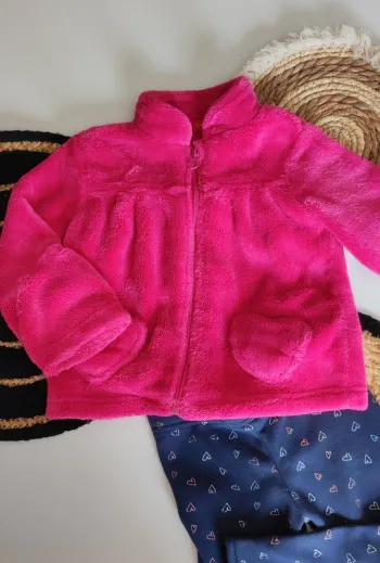 Veste gilet polaire doudou coeur bébé fille hiver