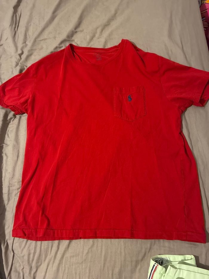T-shirt Polo Ralph Lauren Rouge à poche - Taille M - photo numéro 1