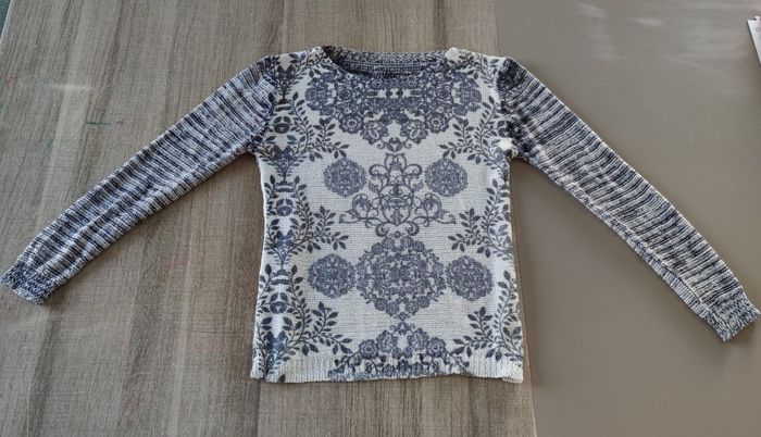 Pull à manches longues gris et blanc femme taille M – très bon état - photo numéro 4