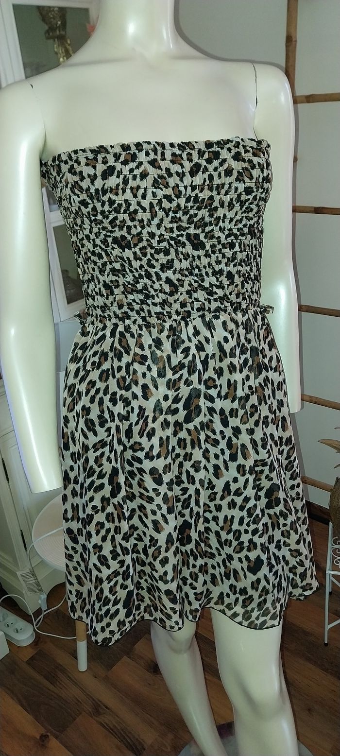 Robe bustier smocké léopard by Morgan taille M Très bon état - photo numéro 2