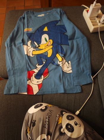 T shirt bleu Sonic manche longue taille 10 ans