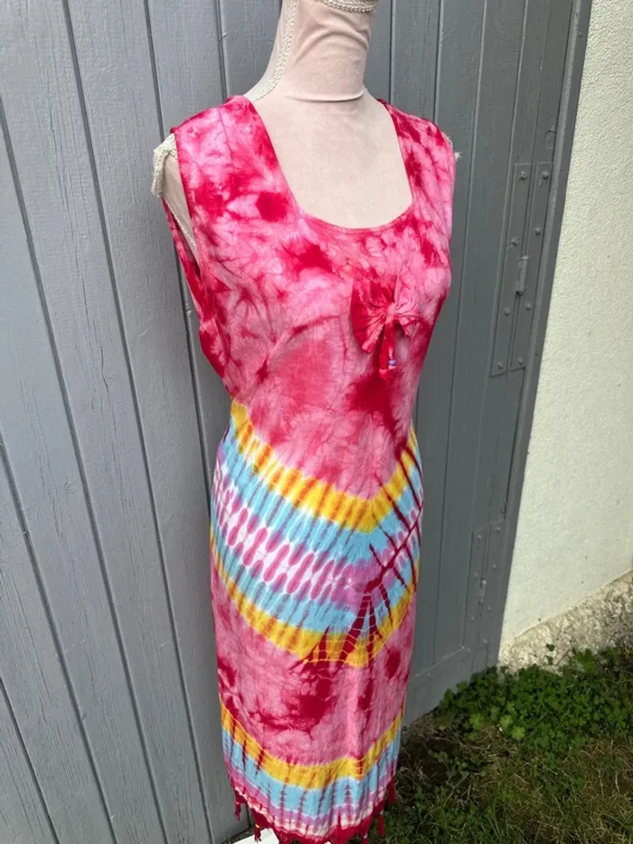 Robe longue d’été légère sans manches colorée fleuri - photo numéro 3
