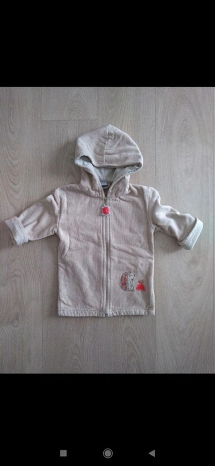 Peignoir éponge beige zippé Carré blanc 1 an