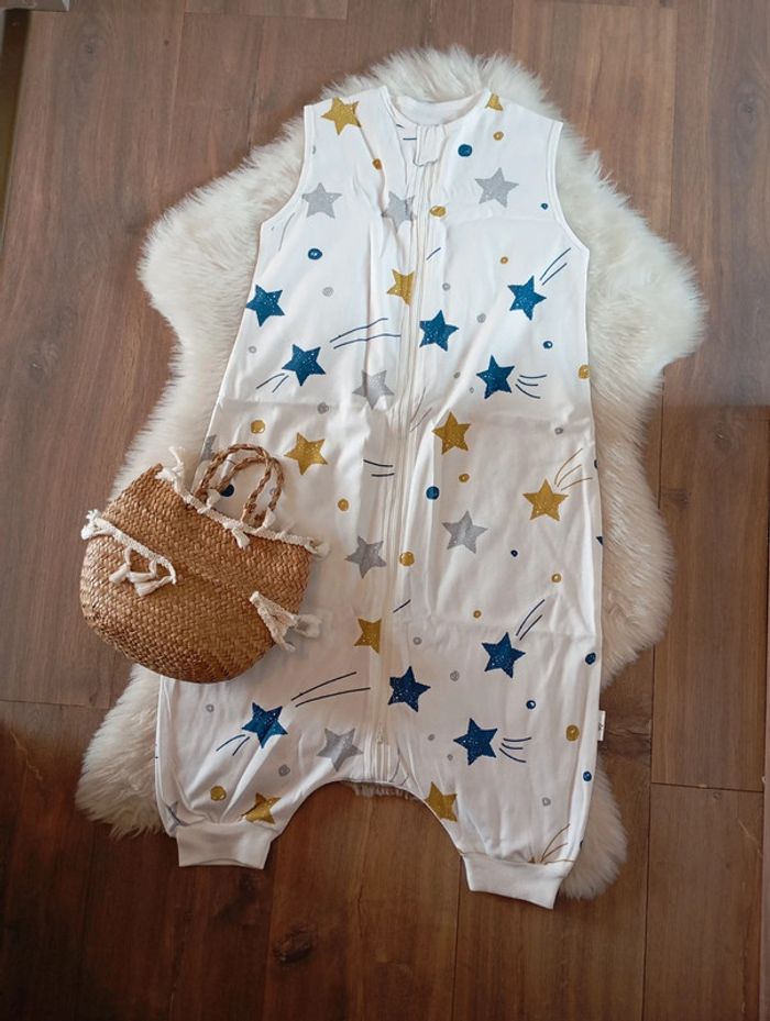 Neuf 🌟 gigoteuse a pied mi saison 100% coton 2 /3 ans mixte imprimé étoile