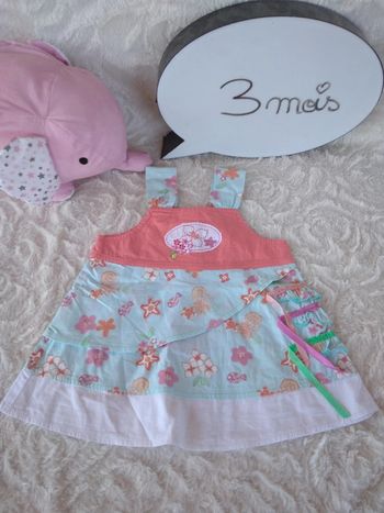 Robe légère été Fille 3 mois Fleurs 100% coton