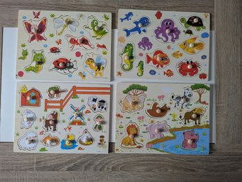 Lot de 4 puzzles en bois 