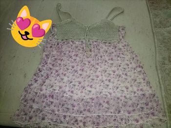 Débardeur blanc fleur tricot en haut 44