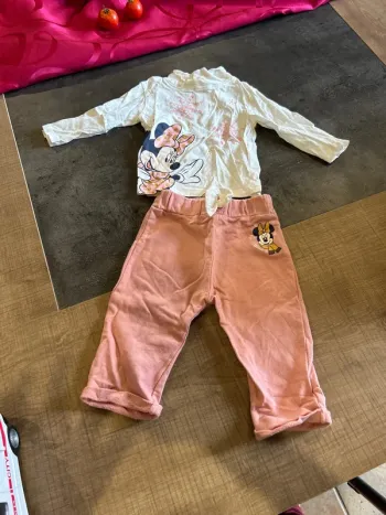 Ensemble pantalon et t-shirt manches longues, minnie noël, Disney, bébé fille,6 mois