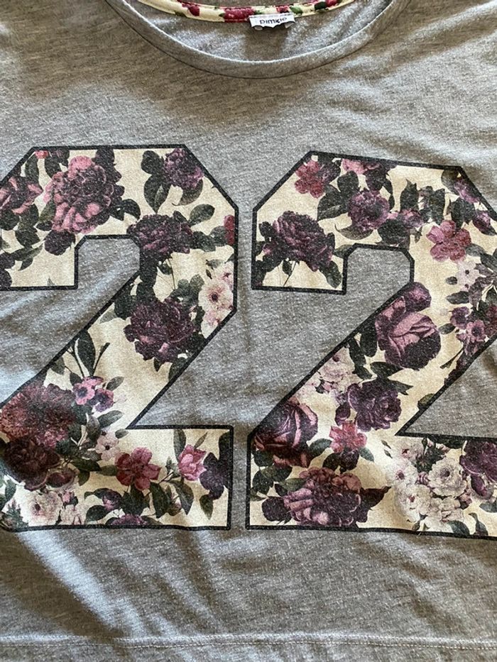 🌸 Crop top gris fleuri n°22 - Pimkie - Taille 36/S 🌸 - photo numéro 4