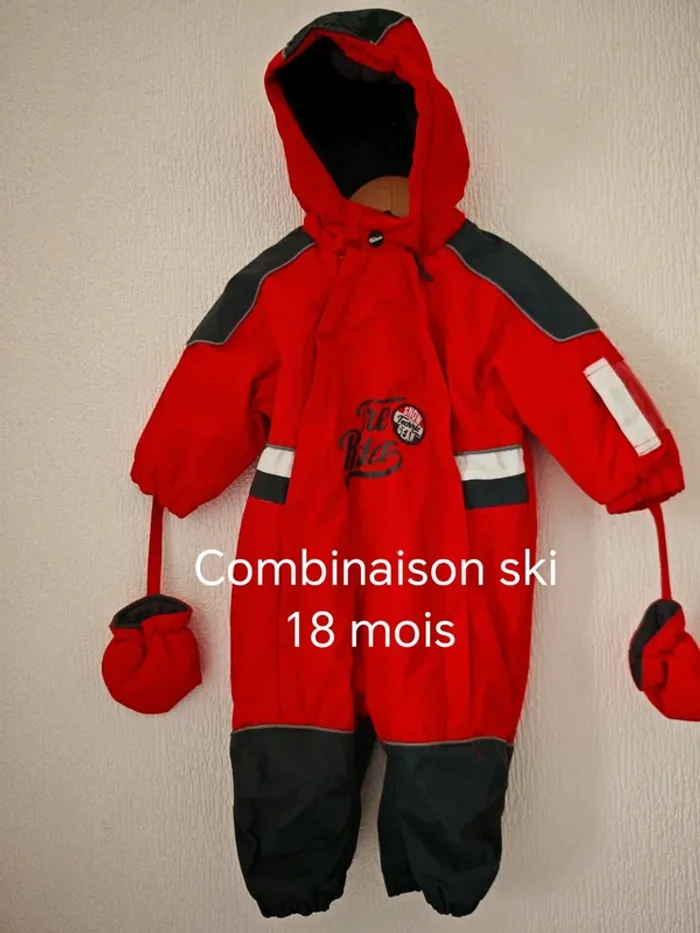 Combinaison ski rouge 18 mois enfant