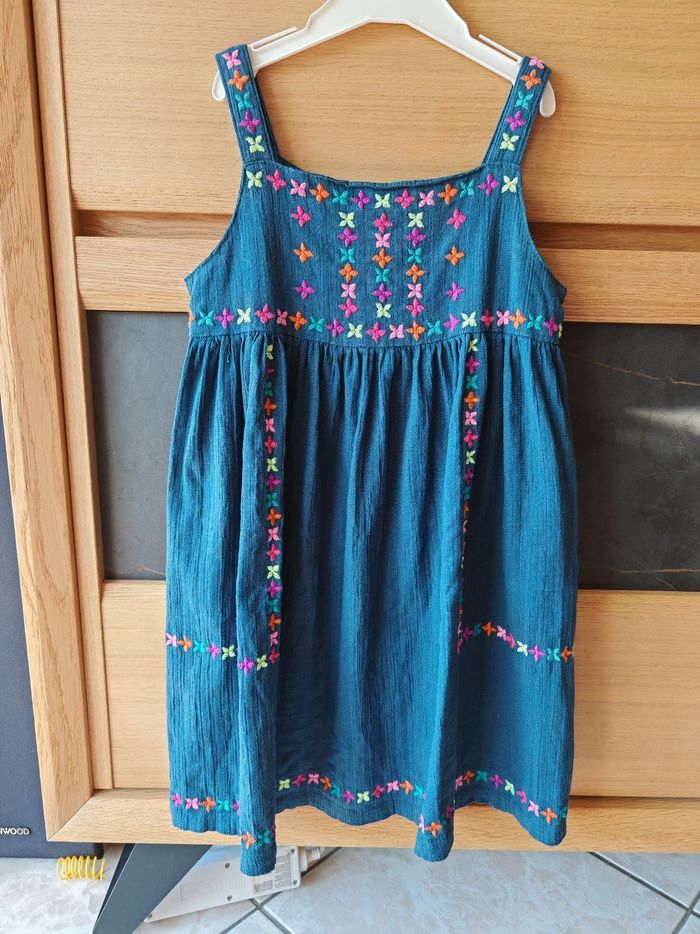 Robe verte brodée de fleurs DPAM 6 ans - photo numéro 7