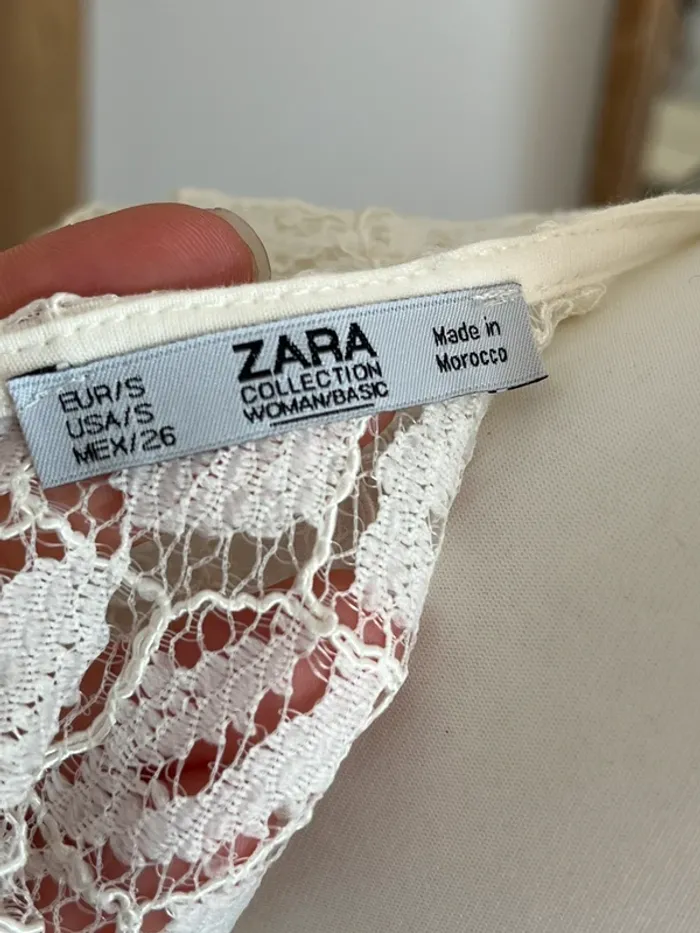 Robe midi en dentelle blanche/crème Zara - photo numéro 7