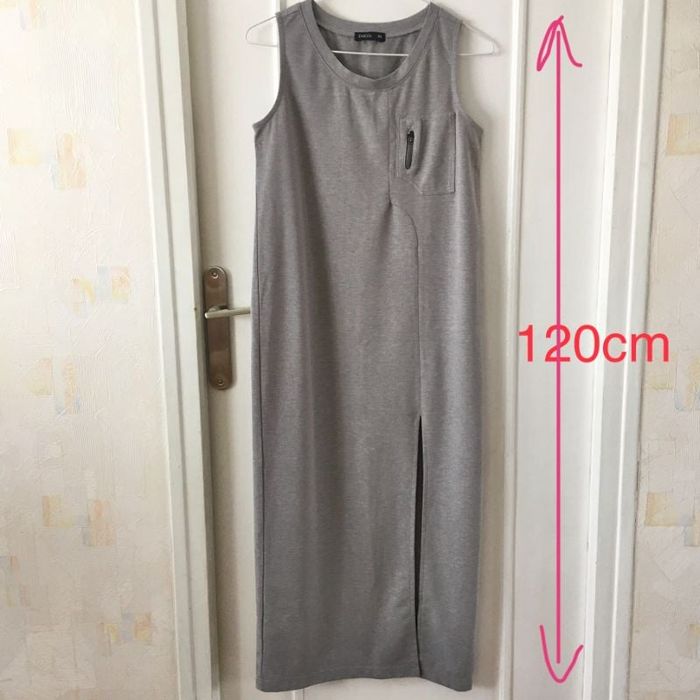 Robe sans manches, robe longue fendue sur le côté, robe casual