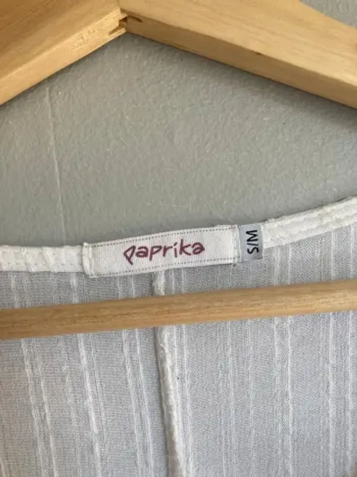 Blouse bohème Paprika S/M blanche fluide avec débardeur - photo numéro 2