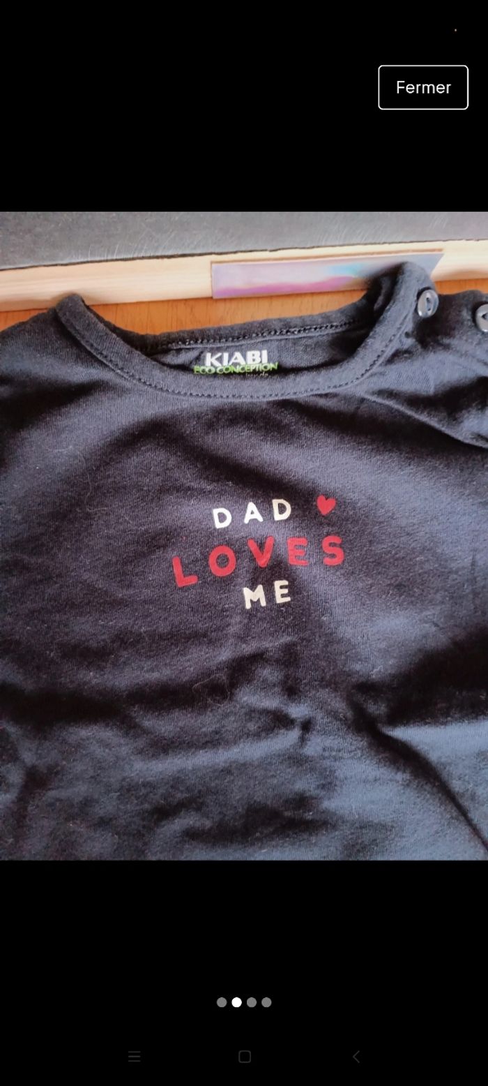 Lot 1 pantalon réglable et un t-shirt manches longues taille 1 an en très bon état. Marque Kiabi et Gémo - photo numéro 2