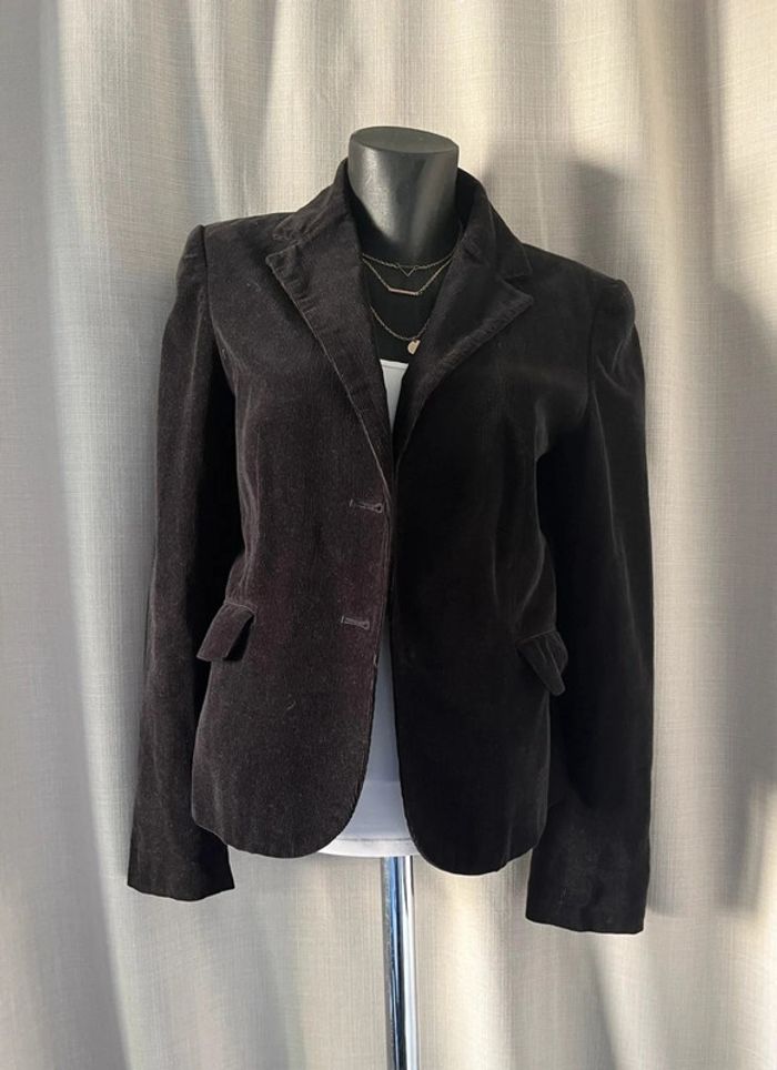 💕 Veste blazer côtelé vintage noire taille 38 M - photo numéro 2
