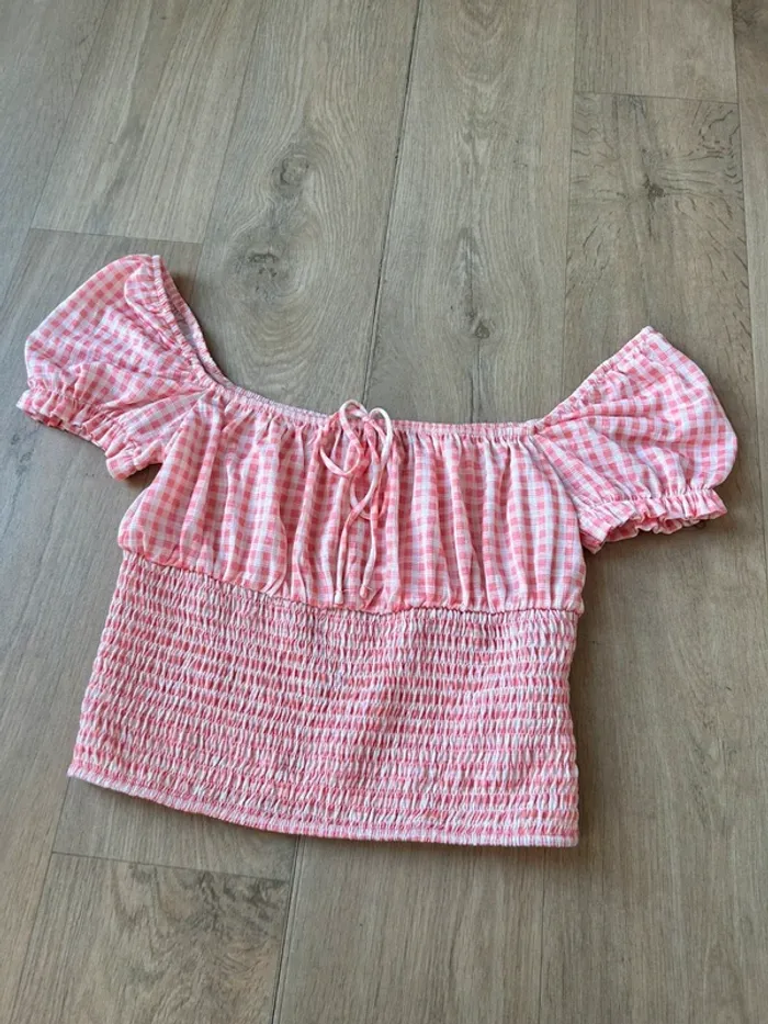 Haut vintage Vichy Rose - photo numéro 2